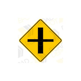 Calcomanía reflejante impresa de señal SP-11 INTERSECCIÓN A NIVEL (VÍA PRINCIPAL)